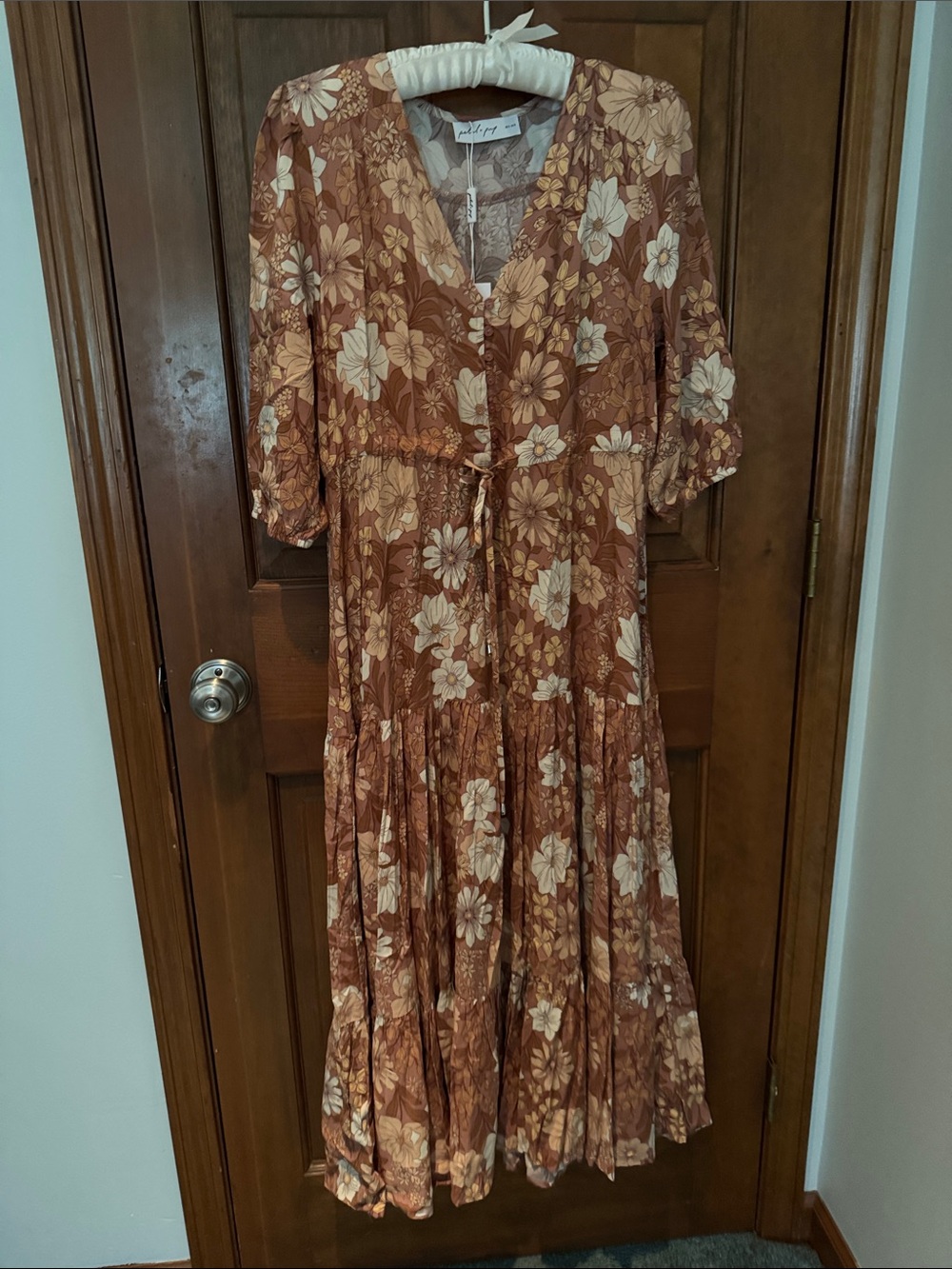Petal & Pup Rust Floral Tiered Maxi Dress